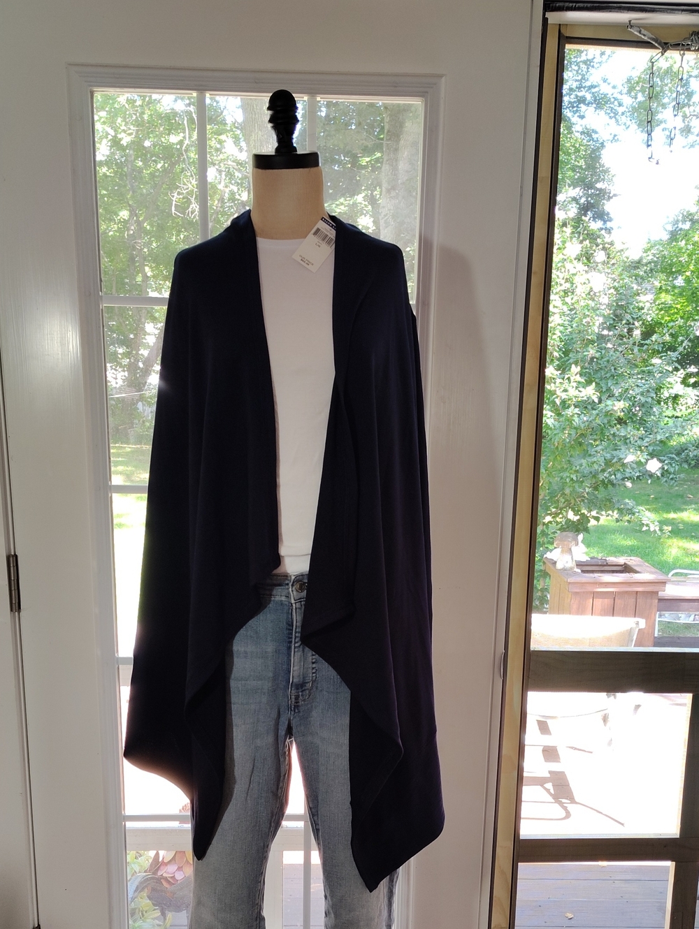 Women’s Open-Front Navy Sweater Wrap
